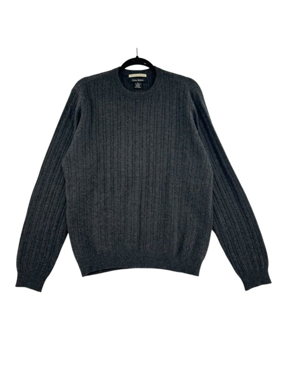 Glen Royal Sweater Mens Medium Gray Heathered Ribbed Knit 100% Cashmere Pullover